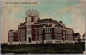 Postcard Moose Jaw Saskatchewan c1912 The Collegiate to Uxbridge Ontario