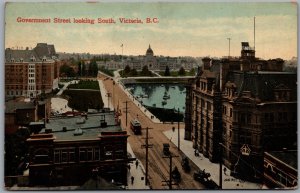 Postcard Victoria British Columbia c1914 Government Street looking South