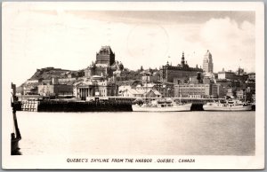 Postcard RPPC c1952 Quebec Skyline from the Harbor Thetford Mines CDS Cancel