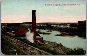 Postcard Fredericton New Brunswick c1915 Scene at Marysville Mill Nashwaak River