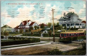 Postcard Vancouver British Columbia c1908 A Residential Section Trolley Car