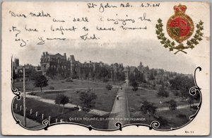 Postcard St. John New Brunswick c1904 Queen Square Heraldic Coat of Arms *as is*
