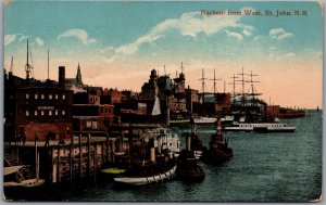 Postcard St. John New Brunswick c1910s Harbour from West Boats