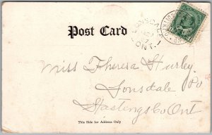 Postcard Split Ring Cancel c1907 Lonsdale Ontario and RPO Cancel Brock & OTT