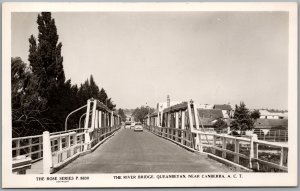 Postcard RPPC Queanbeyan Canberra Australia c1959 The River Bridge Old Cars