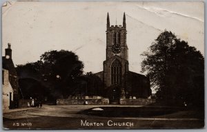 Postcard RPPC Morton England c1906 Church High Street Lincolnshire *as is*