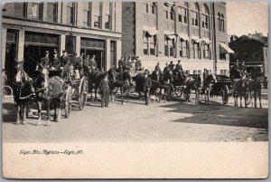 Postcard Elgin Illinois c1910s Fire Fighters Horse Drawn Wagons