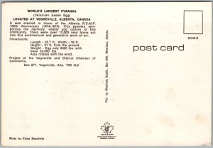 Postcard Vegreville Alberta World's Largest Pysanka Ukrainian Easter Egg RCMP (back)