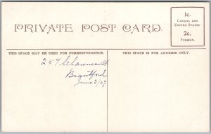 Postcard Brantford Ontario c1907 Grand River Jubilee Terrace Armouries (back)