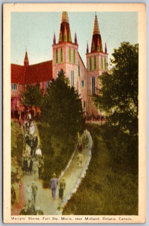 Postcard Midland Ontario c1948 Split Ring Martyrs Shrine Fort Ste. Marie by PECO