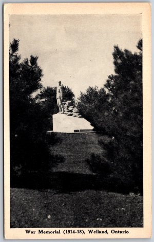 Postcard Welland Ontario War Memorial 1914-18 WW1 by F. H. Leslie