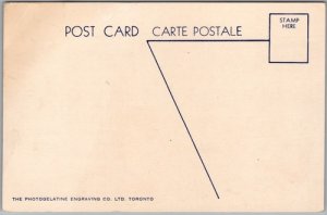 Postcard Windsor Ontario c1940s Tunnel Plaza Hotels Old Cars Bus Essex County (back)