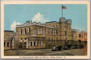 Postcard Ottawa Ontario c1940 The Royal Canadian Mint and Refinery Old Cars