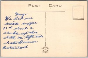 Postcard London Ontario c1940s Richmond Street Old Cars Grigg House Storefronts (back)