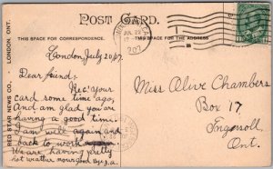 Postcard London Ontario c1907 Large Letter Greetings from London Multi View (back)