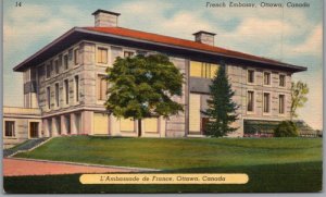Postcard Ottawa Ontario c1940s French Embassy L'Ambassade de France