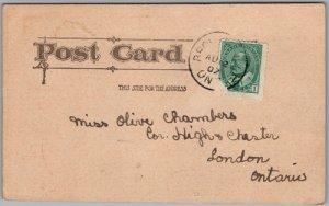 Postcard c1907 I Saw Everything Going On Comic Girl Boy Books to London Ontario (back)