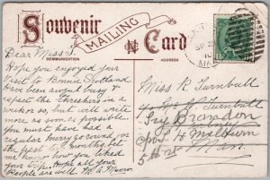 Postcard Winnipeg Manitoba 1906 Union Bank Building City Hall Volunteer Monument (back)