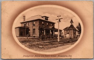 Postcard Alexandria Ontario 1913 Presbyterian Manse and Public School
