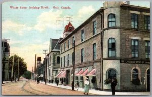 Postcard Galt Ontario 1909 Water Street Canadian Bank of Commerce Waterloo Area