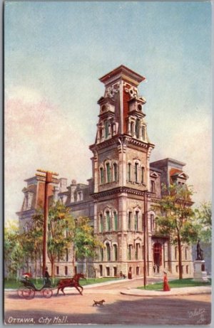 Postcard Ottawa Ontario c1905 City Hall Boer War Monument Tuck Oilette