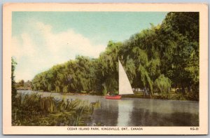 Postcard Kingsville Ontario c1930s Cedar Island Park Scenic View Essex County