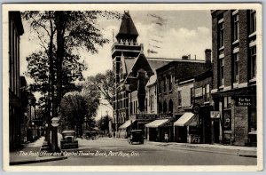 Postcard Port Hope Ontario c1930s The Post Office and Capitol Theatre Block