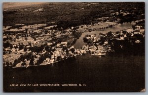 Postcard Wolfboro NH c1950s Aerial view of Lake Winnipesaukee