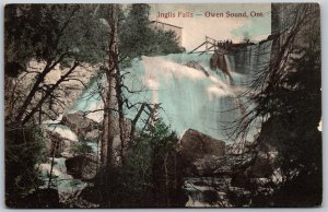 Postcard Owen Sound Ontario c1910s Inglis Falls Hand Tinted by W. E. Tucker