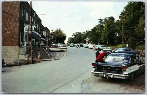 Postcard Port Carling Ontario 1960 Main Street View Old Cars Shops Signs Muskoka