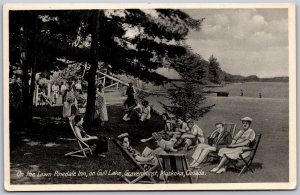 Postcard Gravenhurst Ontario On The Lawn Pinedale Inn on Gull Lake by Evans