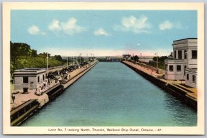 Postcard Thorold Ontario Lock No. 7 Looking North Welland Ship Canal by PECO