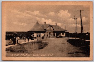 Postcard Uxbridge Ontario c1910s GTR Railroad Station Heliotype by Rumsey