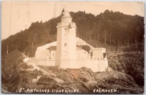 Postcard RPPC c1908 Cornwall Falmouth St Anthony's Lighthouse by E. A. Osborne