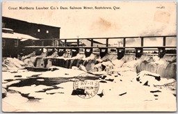 Postcard Scotstown Quebec c1907 Great Northern Lumber Co.'s Dam Salmon River