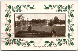 Postcard Berlin Ontario c1909 Victoria Park Christmas Greetings by F. I. Weaver