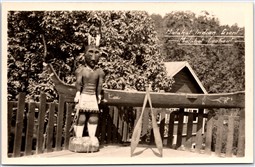 RPPC 1930s Victoria BC Malahat Indian Giant Wooden Statue Canoe by Gowen Sutton