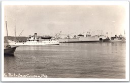 Postcard RPPC c1940 Baie Comeau Quebec Port View Steamers Ships
