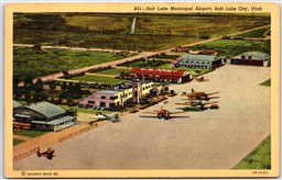 Postcard Salt Lake City Utah c1953 Municipal Airport by Curteich