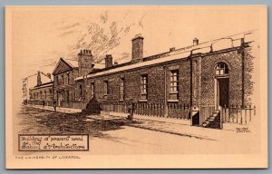 Postcard UK c1920s University of Liverpool Artist Signed School of Architecture 