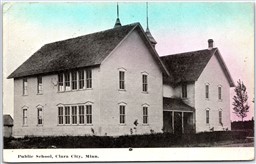 Postcard Clara City Minnesota c1913 Public School Hand Tinted Chippewa County