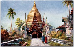 Postcard Myanmar Pagan Burma Shwedagon Pagoda by Tucks Oilette