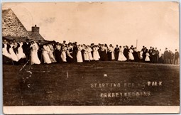 Postcard RPPC c1907 Orkney Scotland Birsay Wedding Starting For The Walk