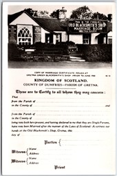 Postcard RPPC c1940 Scotland Dumfries Gretna Marriage Certificate