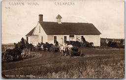 RPPC 1908 Cobden Minnesota Creamery Horse Carriages by Alex Newdall RARE