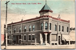 Postcard Lake Crystal Minnesota c1909 First National Bank Blue Earth County