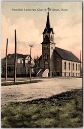 Postcard Willmar Minnesota Swedish Lutheran Church Hand Tinted Kandiyohi County
