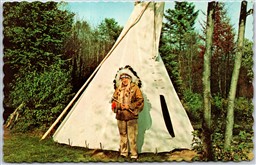 Postcard c1960s Greetings From Georgetown Ontario Native Indian Chief Tepee