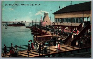 Postcard Atlantic City NJ c1900s Yachting Pier Boats Boardwalk People 
