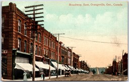 Postcard Orangeville Ontario c1910 Broadway Street East Dufferin County
